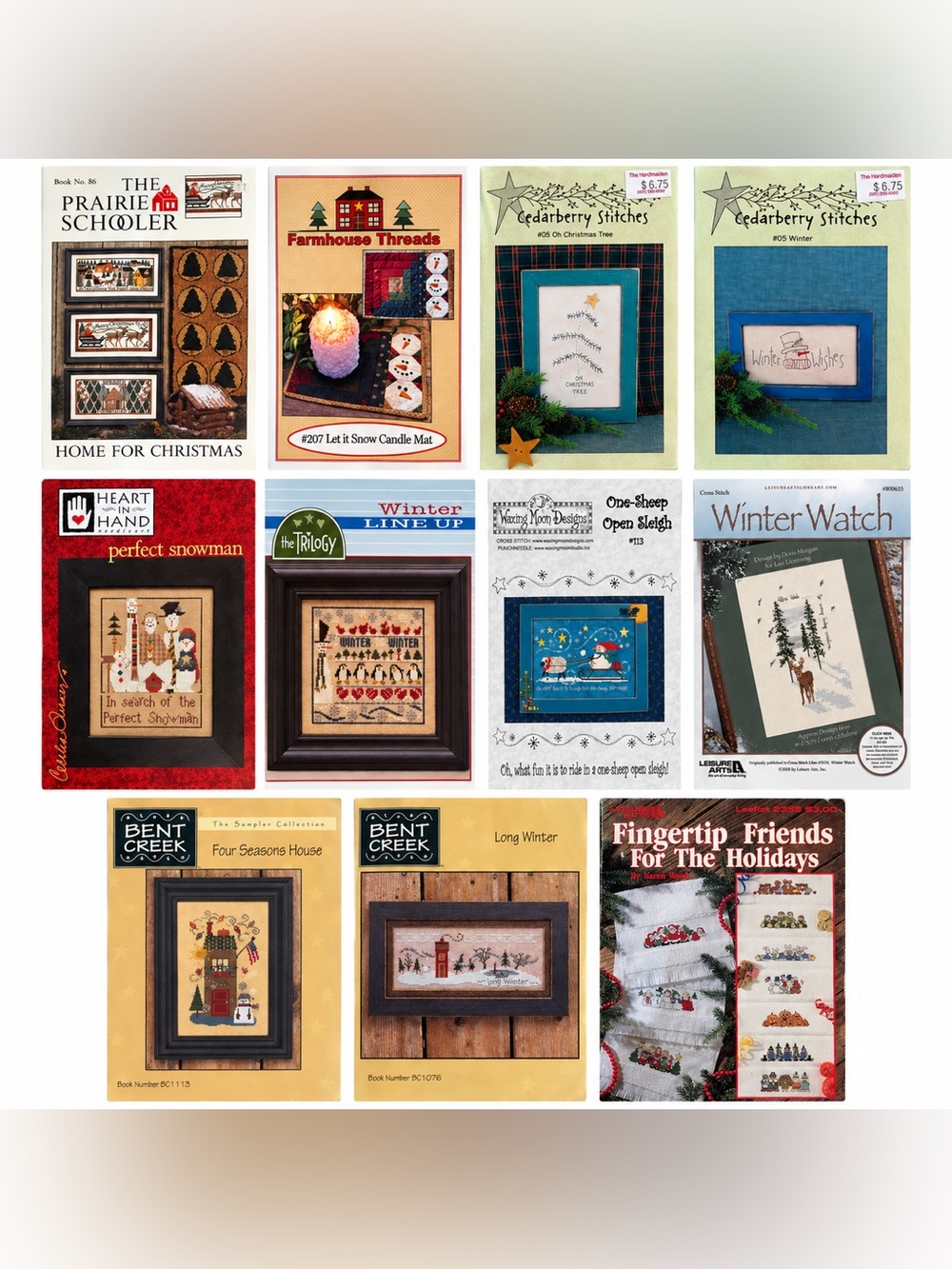 Winter Christmas Cross Stitch Embroidery Pattern Lot 11 Bent Creek Cottagecore